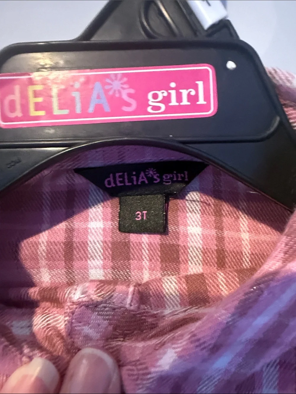 DELIA*s Girl Pink Plaid Button-Up Dress Top Olive Knit Leggings 3T NWT NEW Y2K